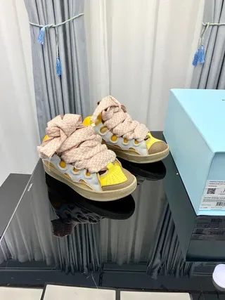 Yellow and Gray Laceless Bow Sneaker 6