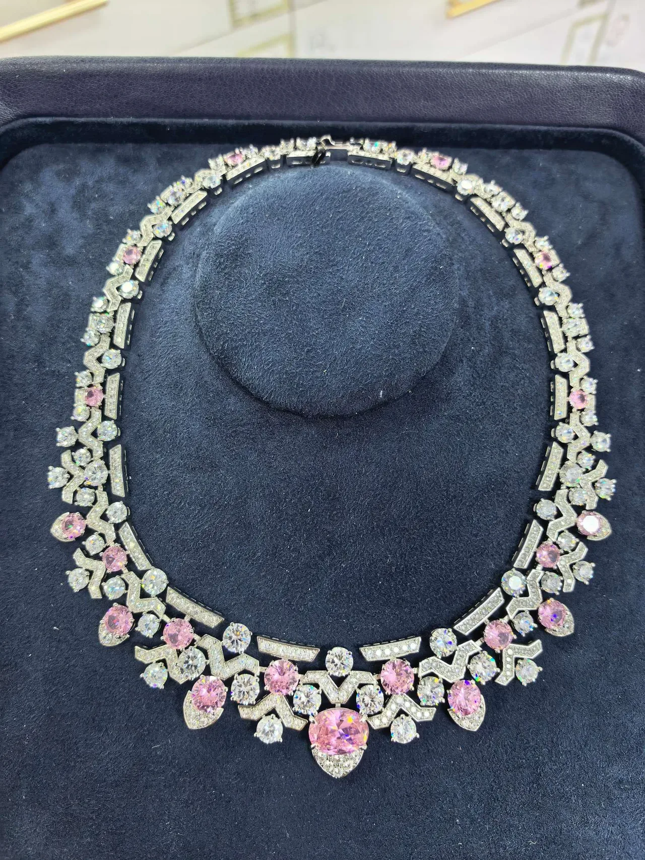 Yellow and White Gemstone Geometric Collar Necklace 6