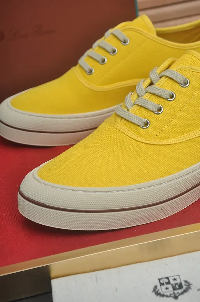Yellow Beige Upper Low-Top Silhouette Canvas Shoes 2