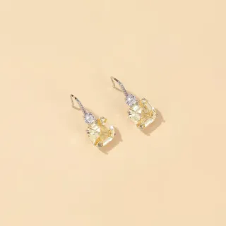 Yellow Silver Cushion-Cut Drop Silhouette Earrings