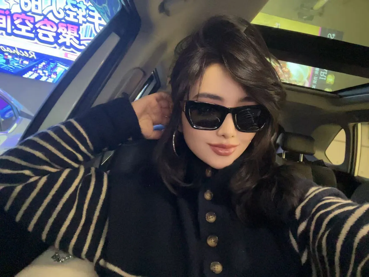Gentle Monster Beige Black Translucent Acetate Frame Rectangular Oversized Silhouette Sunglasses 5