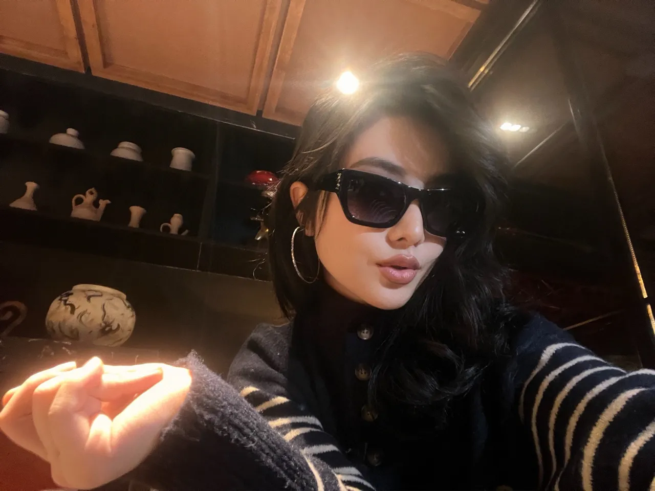 Gentle Monster Beige Black Translucent Acetate Frame Rectangular Oversized Silhouette Sunglasses 7
