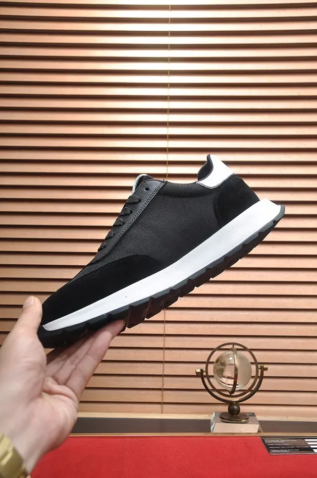 Giorgio Armani Black White Mesh And Synthetic Upper Contrast Heel Midsole Lifestyle Sneakers 5