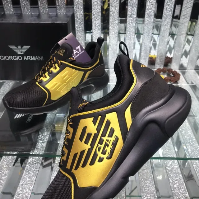 Giorgio Armani EA7 Black and Gold Mesh Lifestyle Sneaker 6