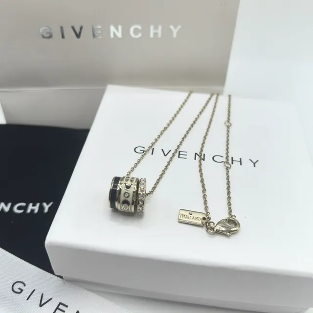 Givenchy Pandora Silver Transparent Cylindrical Multi-Ring Pendant Pavé Crystal Band Necklace 4