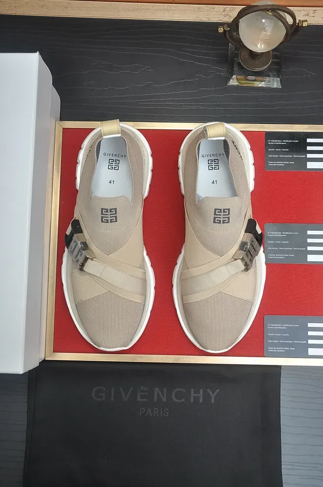 Givenchy Spectre Beige Knit Strap-Buckle Lifestyle Sneakers 3