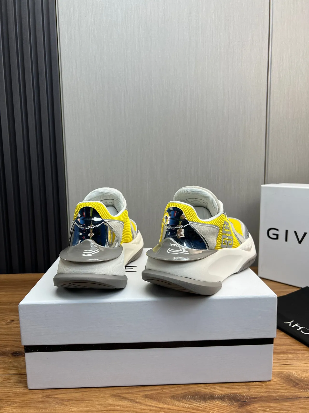 Givenchy Spectre Yellow Mesh Metallic Logo Chunky Sneakers 4