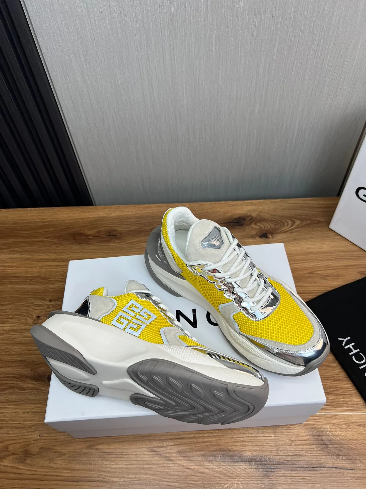 Givenchy Spectre Yellow Mesh Metallic Logo Chunky Sneakers 5
