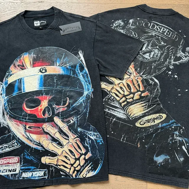 Godspeed Black Multicolor Oversized Fit Acid-Wash T-Shirt 4
