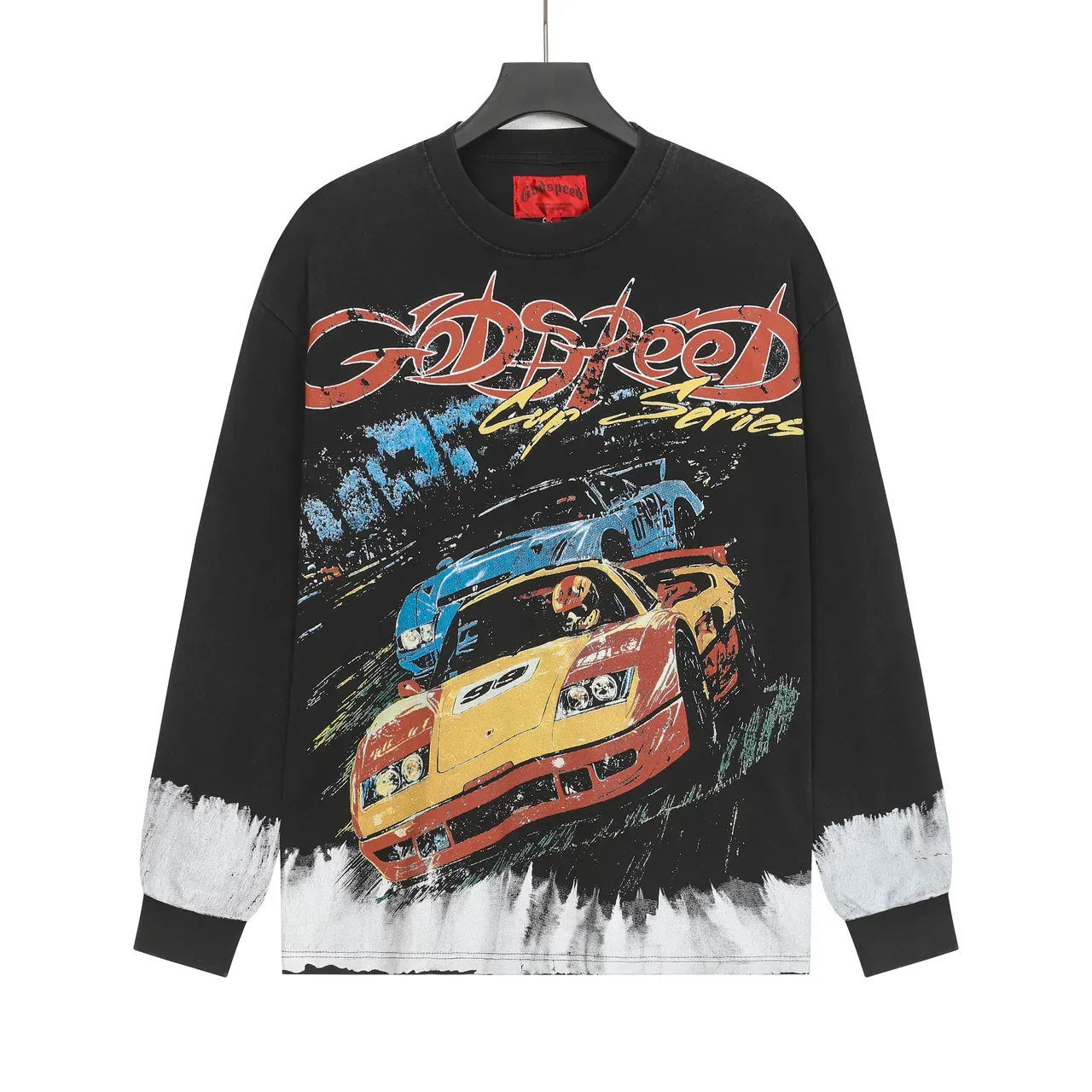 Godspeed Cup Series Graphic Print Dip-Dye Hem Long-Sleeve T-Shirt 2