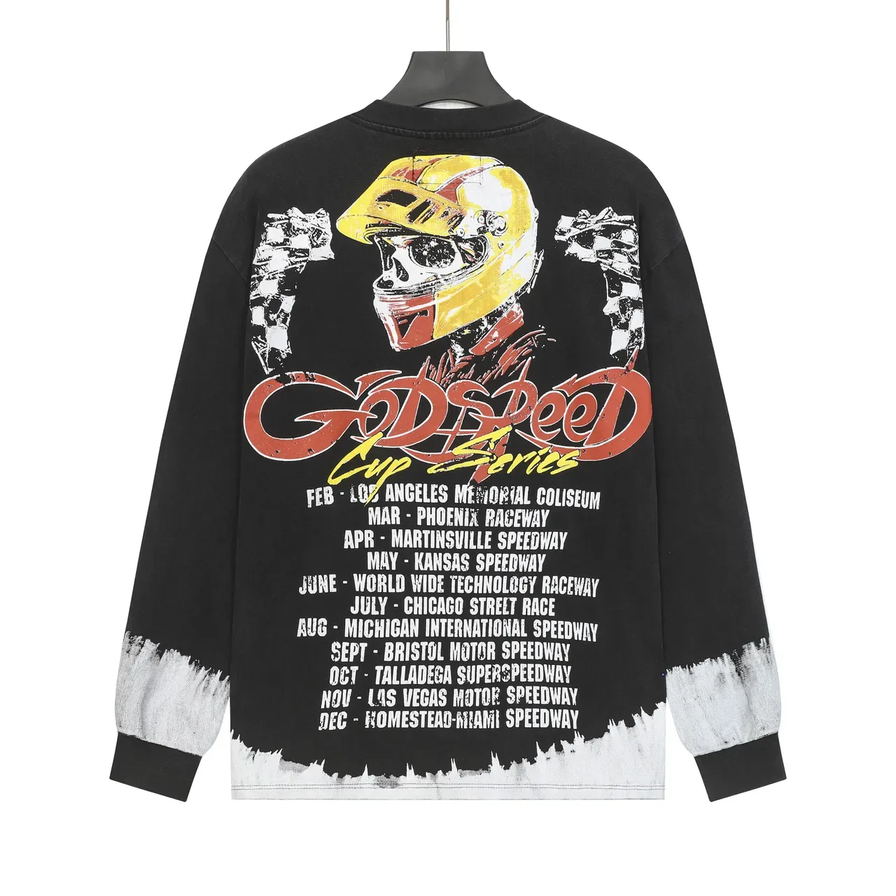 Godspeed Cup Series Graphic Print Dip-Dye Hem Long-Sleeve T-Shirt 3