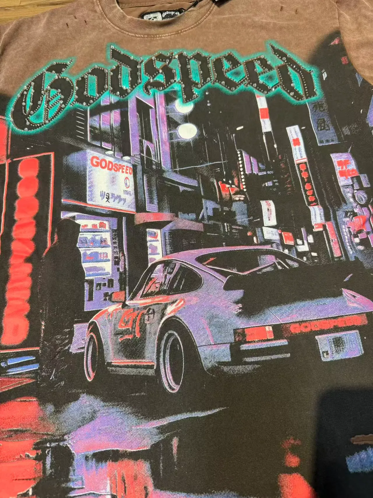 تي شيرت Godspeed غرافيك متهالك بغسيل حمضي 11