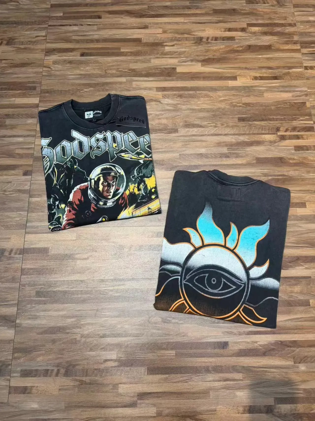 Godspeed Distressed Black Astronaut Combat Graphic T-Shirt 4