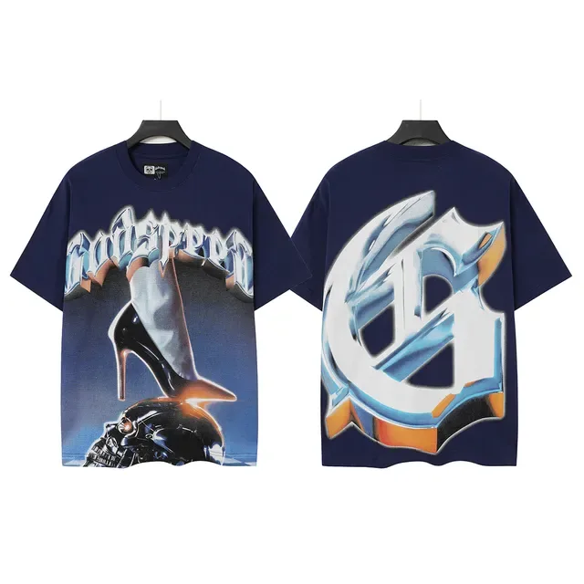 Camiseta Godspeed azul-marinho multicolorida com estampa gráfica e corte oversized 2
