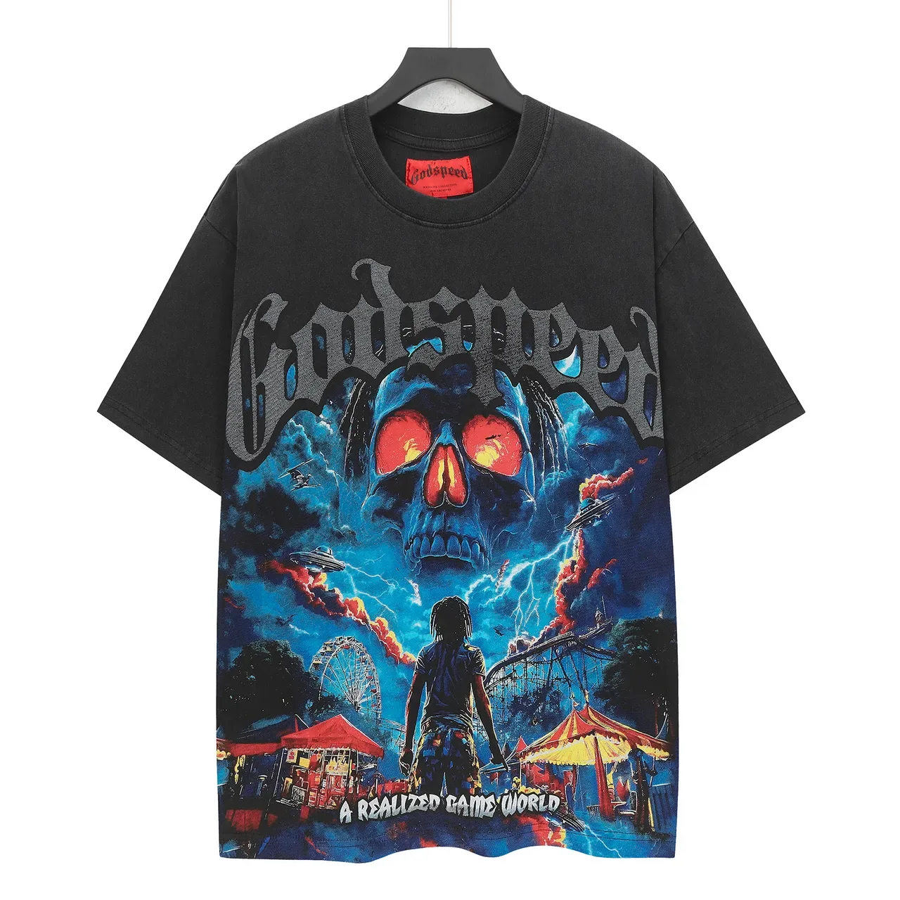 Godspeed Oversized Graphic Print Black T-Shirt 2