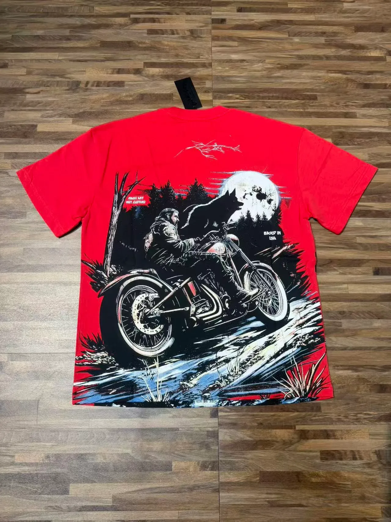 Godspeed Red Black Graphic Print Biker-Themed T-Shirt 3