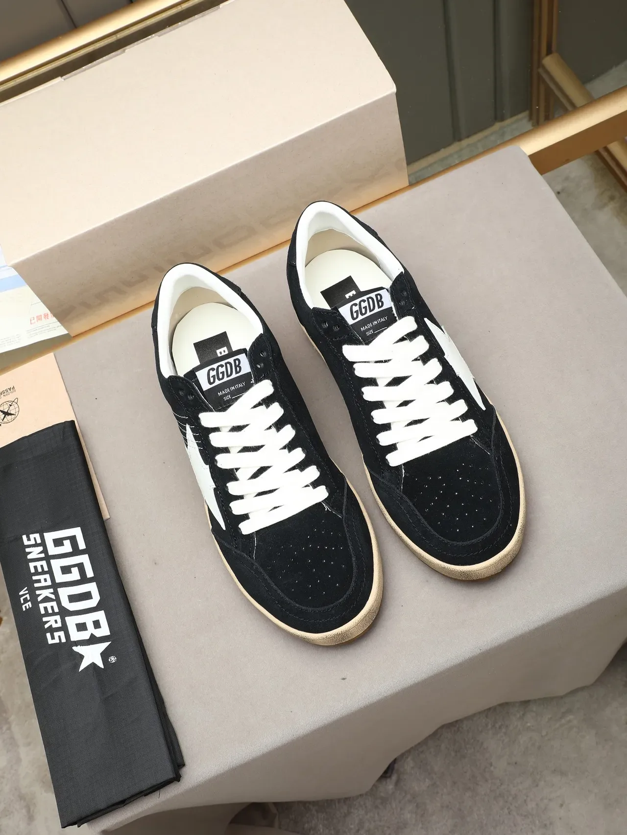 Golden Goose Ball Star Black Suede White Star Lifestyle Sneakers 3