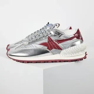 Golden Goose Super-Star Metallic Silver and Red Lifestyle Sneakers