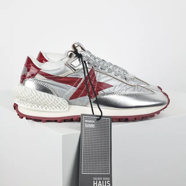 Golden Goose Super-Star Chaussures lifestyle argent métallique et rouge 3