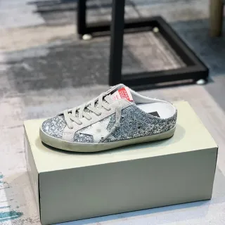 Golden Goose Super-Star Mule Silver Glitter Lifestyle Sneakers