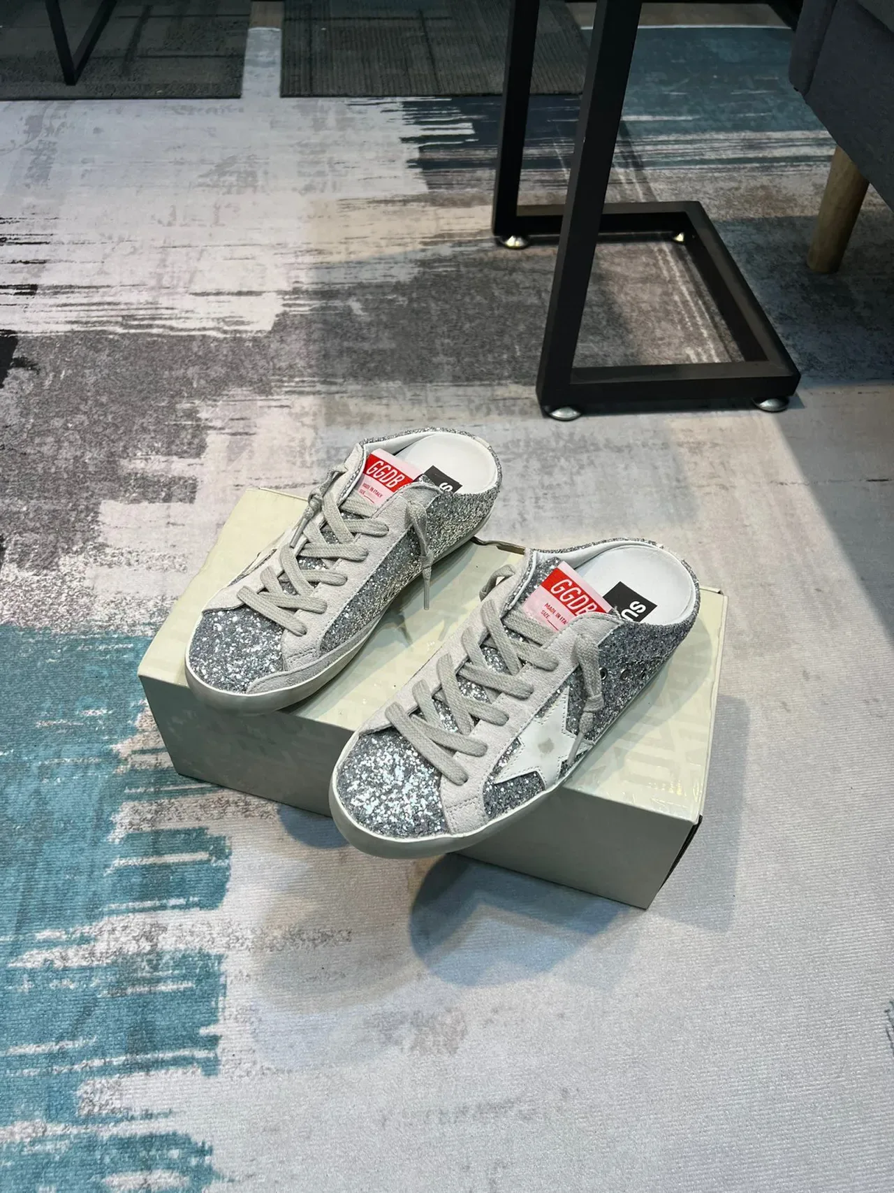 Golden Goose Super-Star Mule Silver Glitter Lifestyle Sneakers 4