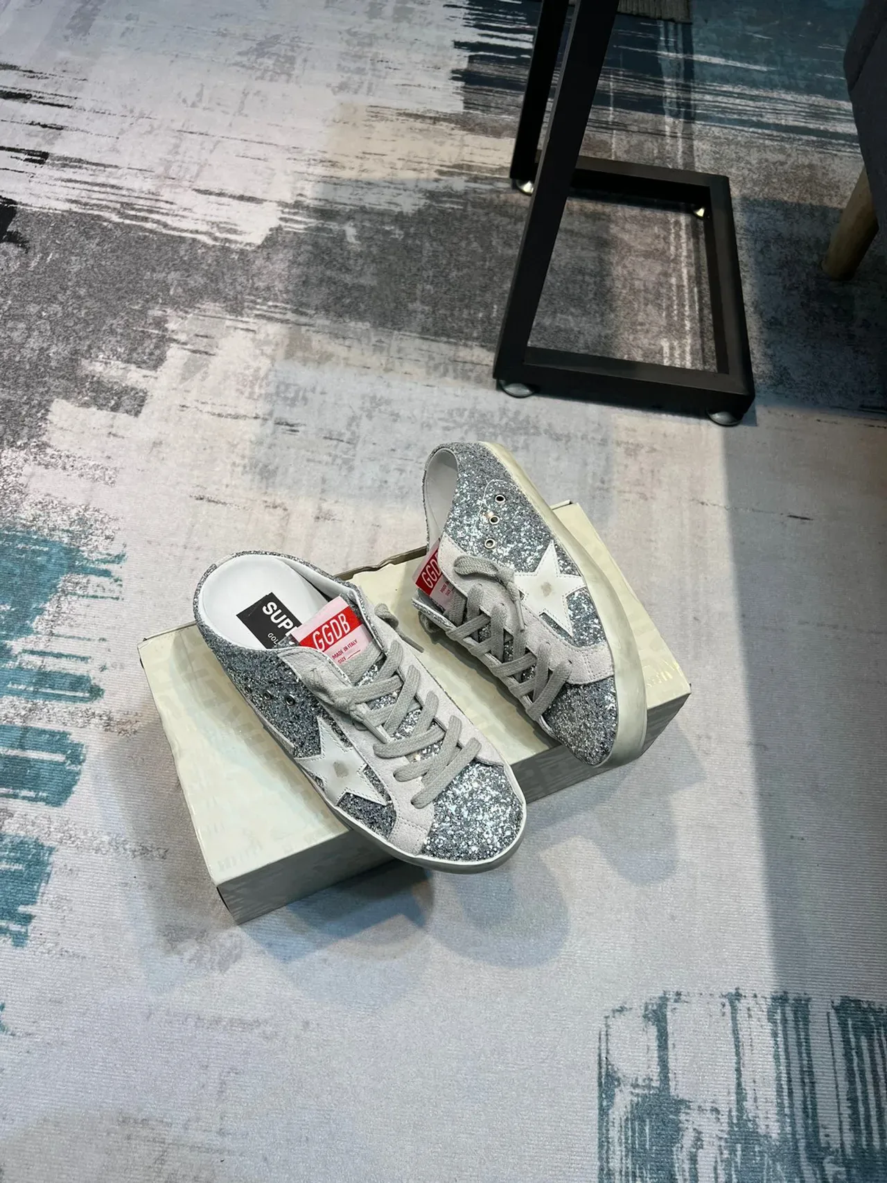 Golden Goose Super-Star Mule Silver Glitter Lifestyle Sneakers 5
