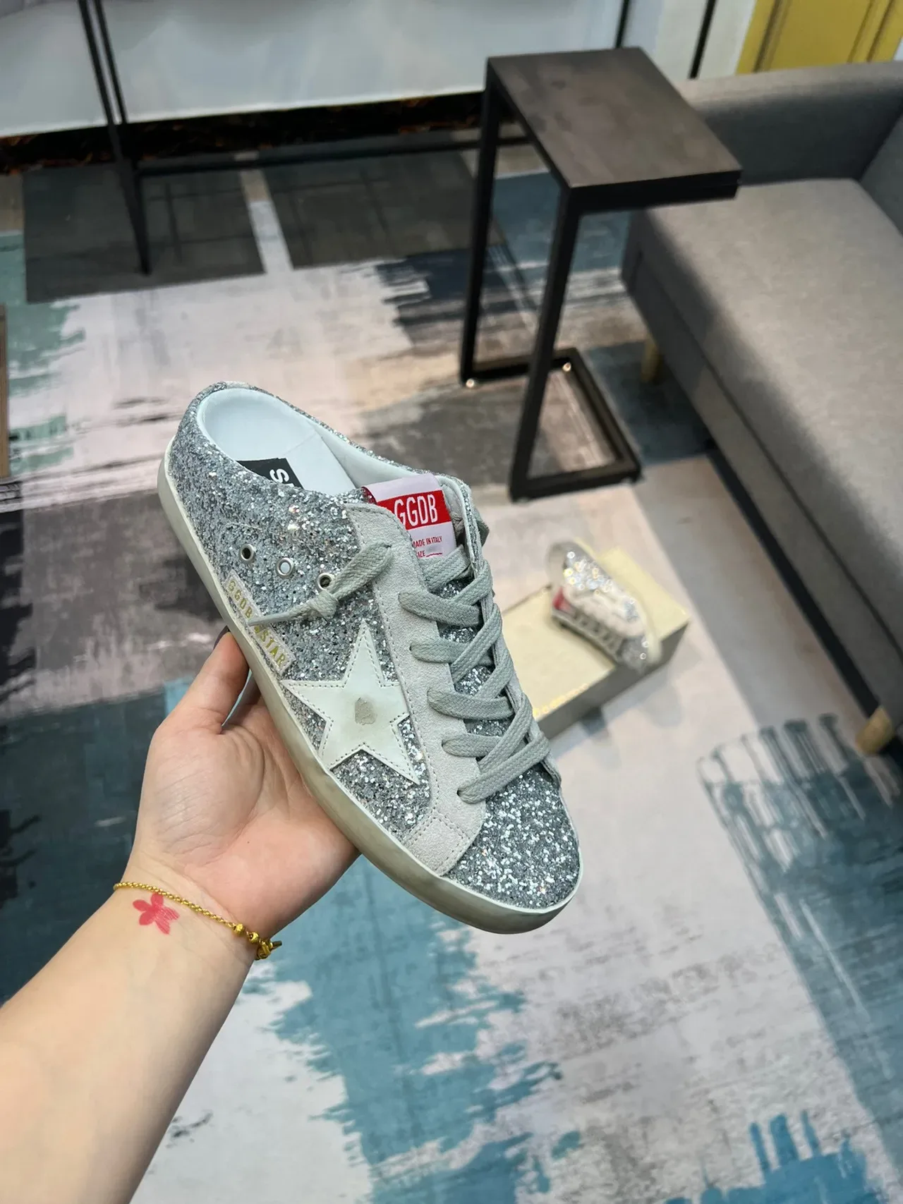 Golden Goose Super-Star Mule Silver Glitter Lifestyle Sneakers 6