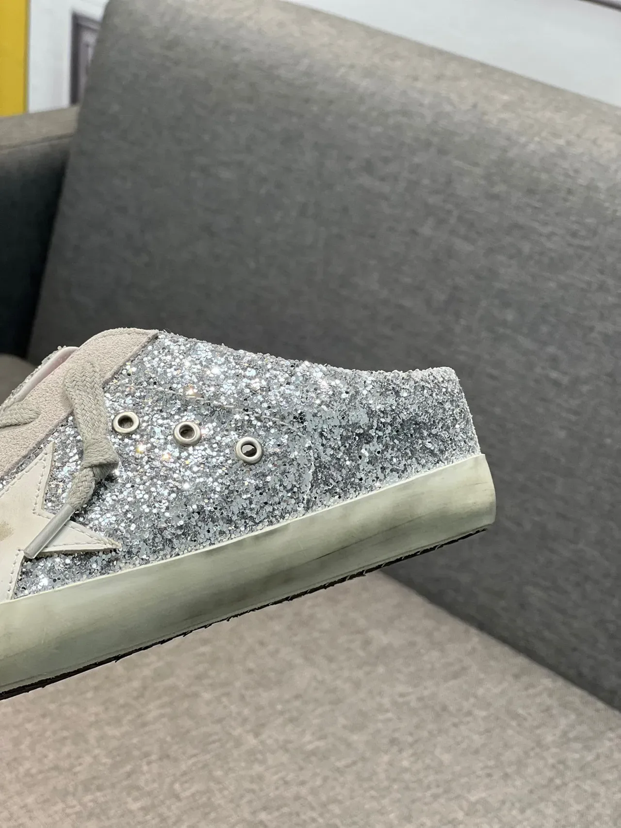 Golden Goose Super-Star Mule Silver Glitter Lifestyle Sneakers 8