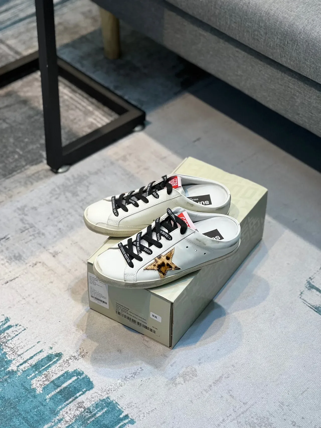 Golden Goose Super-Star Mule Chaussures Lifestyle Blanches Léopard Star 7