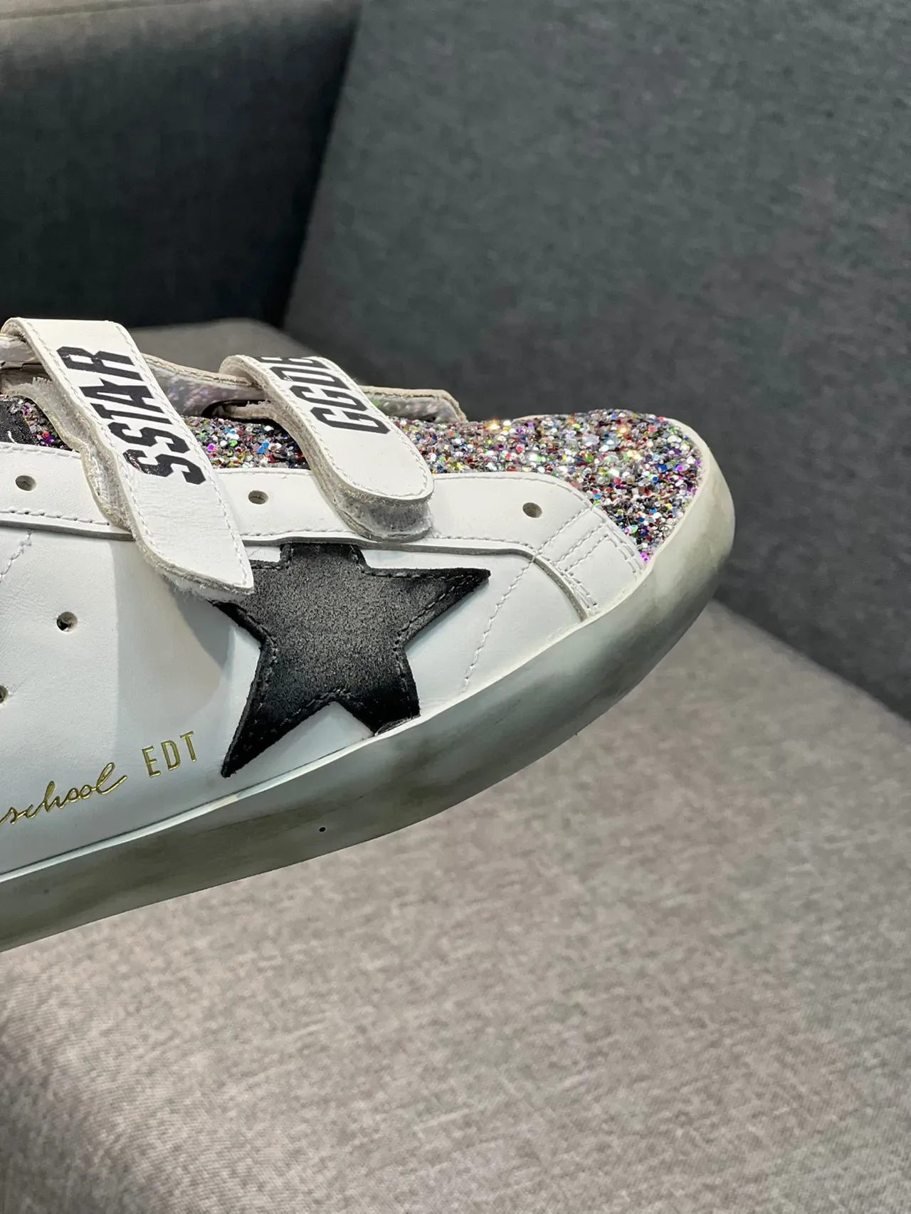 Golden Goose Super-Star branco azul Velcro alça brilhante proteção da ponta do dedo estilo de vida sneakers 3