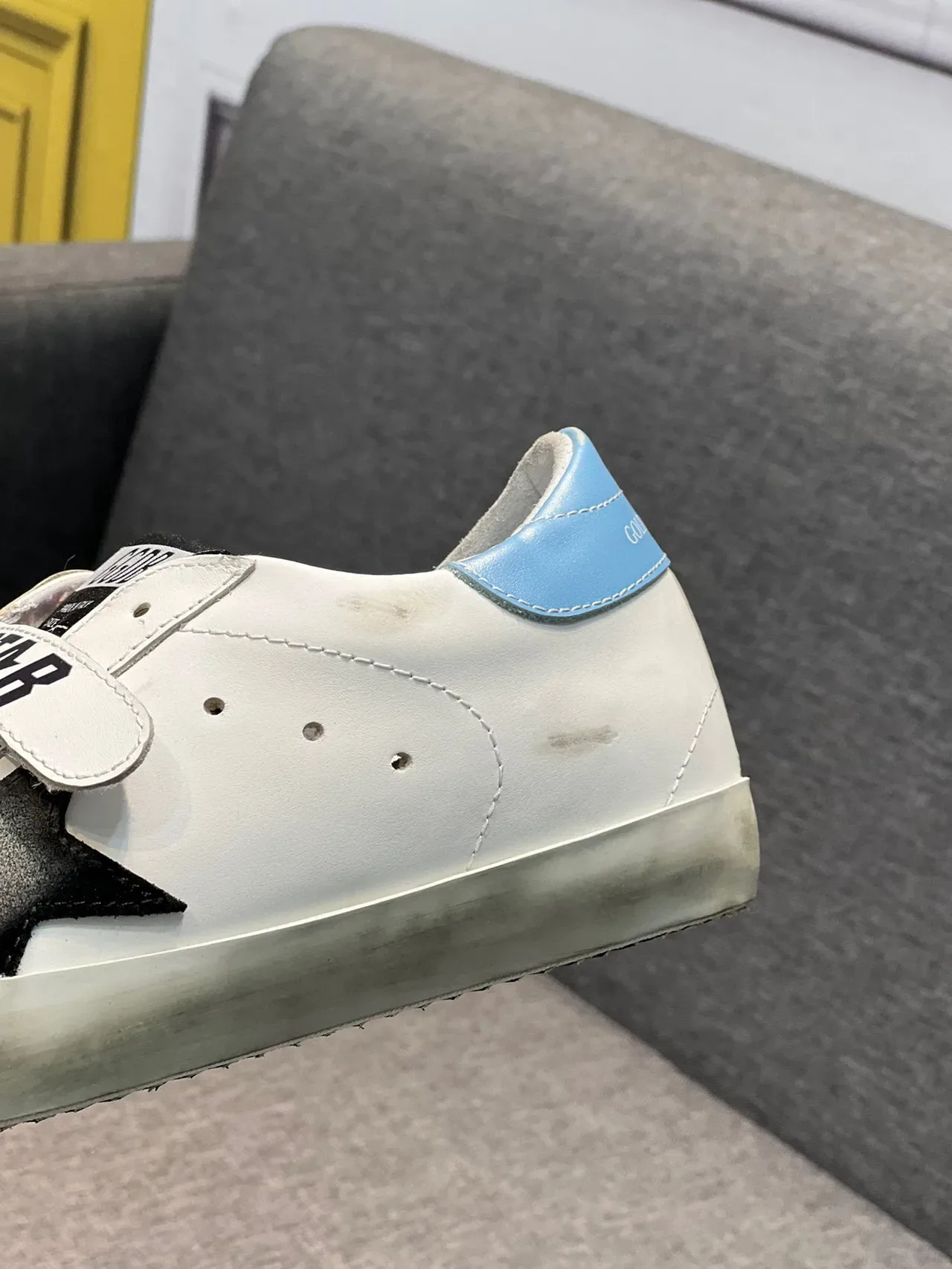 Golden Goose Super-Star branco azul Velcro alça brilhante proteção da ponta do dedo estilo de vida sneakers 8