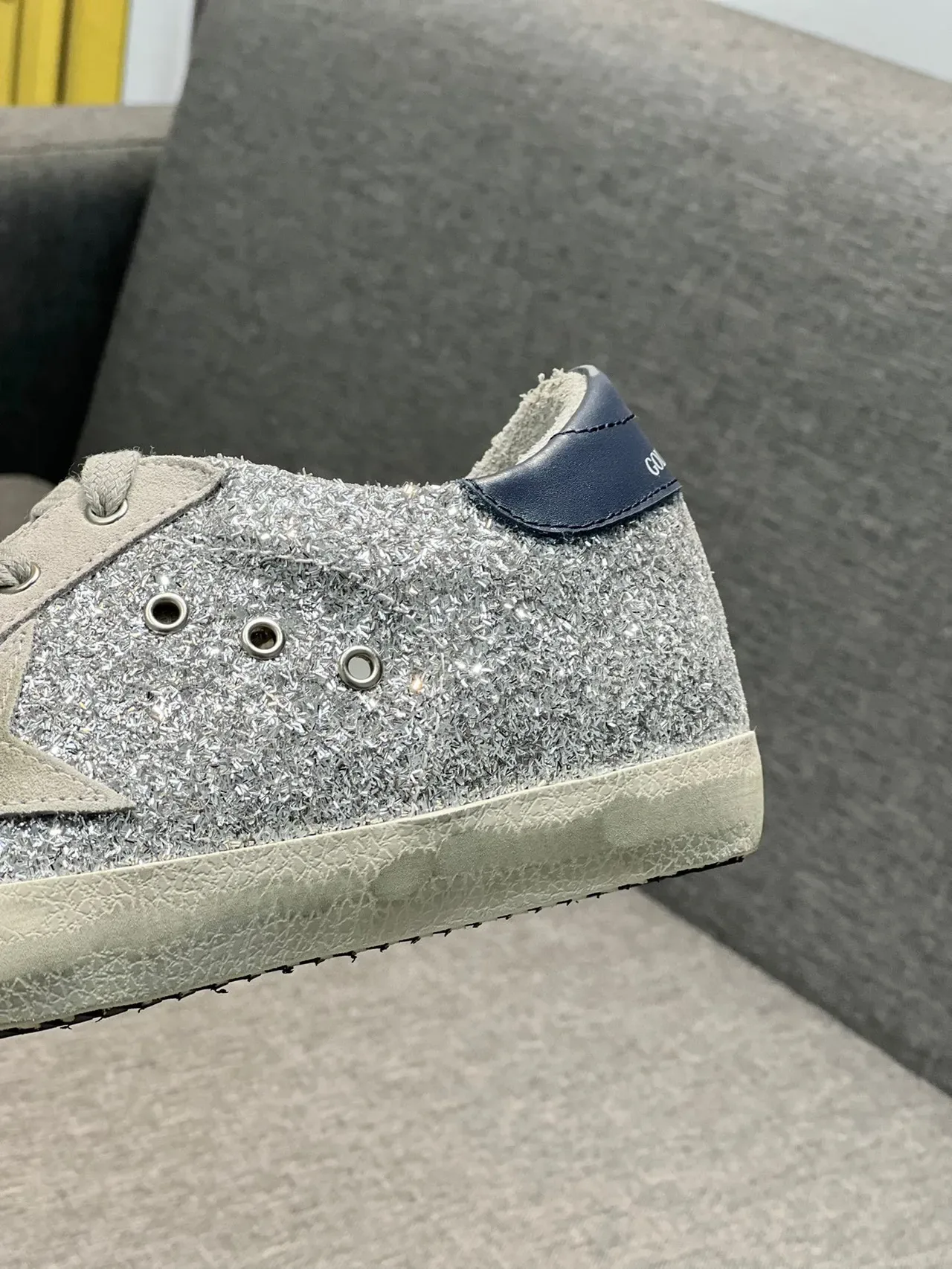 Golden Goose Superstar Argent Pailleté Marine Talons sneakers lifestyle 8