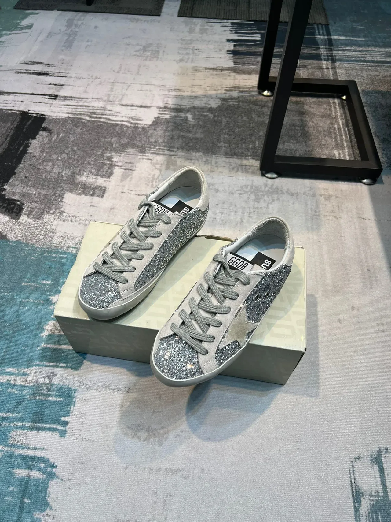 Golden Goose Superstar Daim Argent Pailleté Lifestyle Sneakers 4
