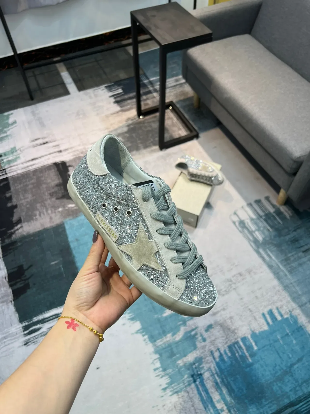 Golden Goose Superstar Daim Argent Pailleté Lifestyle Sneakers 6