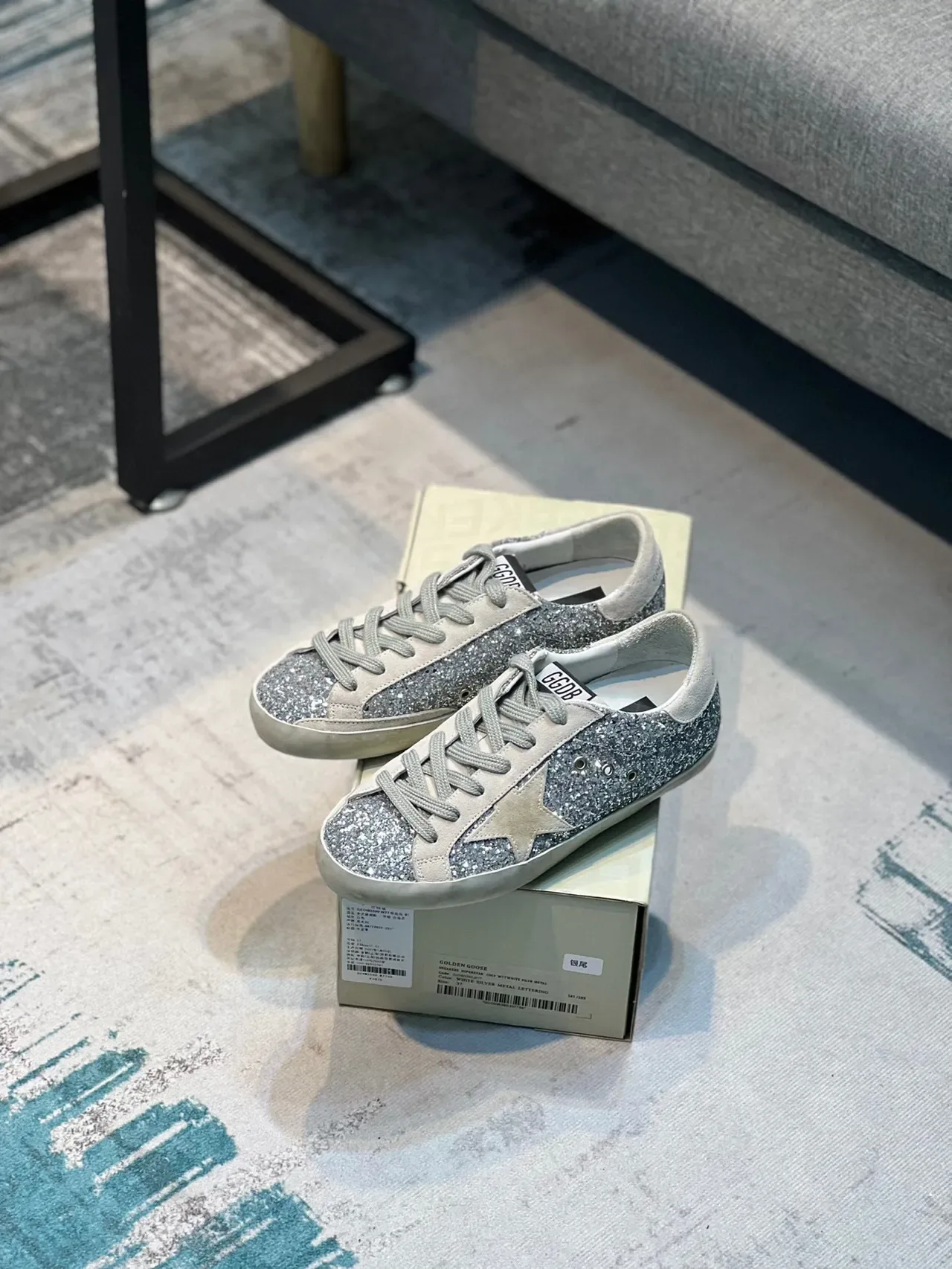 Golden Goose Superstar Daim Argent Pailleté Lifestyle Sneakers 7