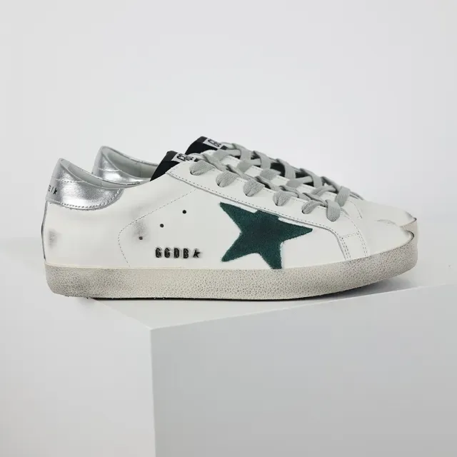 Golden Goose Superstar White Green Distressed Rubber Sole Star Appliqué Lifestyle Sneakers 3