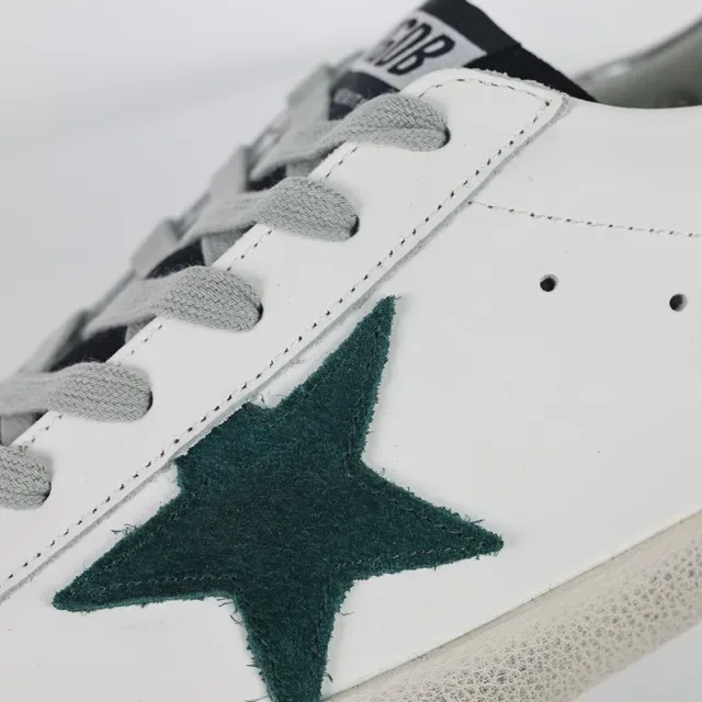 Golden Goose Superstar White Green Distressed Rubber Sole Star Appliqué Lifestyle Sneakers 6
