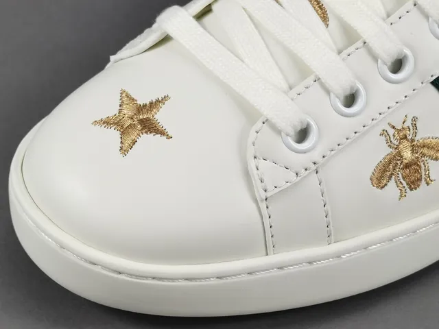 Gucci Ace Bee and Star Embroidered White Lifestyle Sneakers 3
