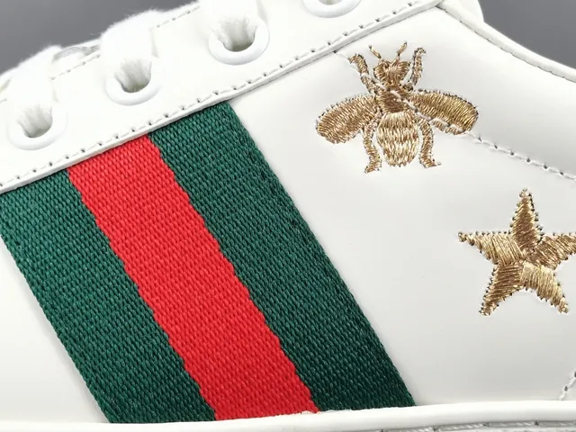 Gucci Ace Bee and Star Embroidered White Lifestyle Sneakers 9