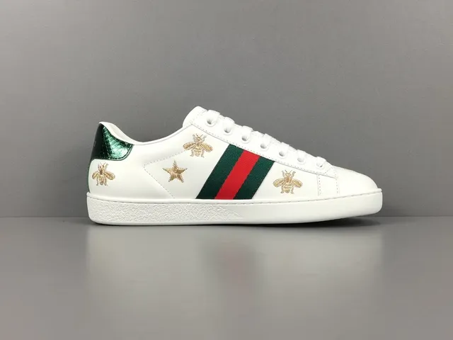 Gucci Ace Bee and Star Embroidered White Lifestyle Sneakers 14