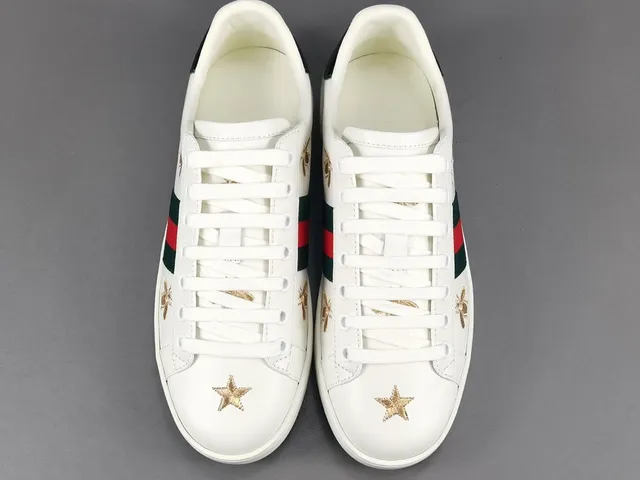 Gucci Ace Bee and Star Embroidered White Lifestyle Sneakers 15