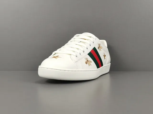 Gucci Ace Bee and Star Embroidered White Lifestyle Sneakers 16
