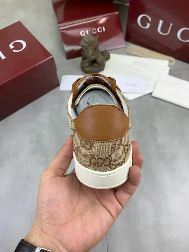 Gucci Ace Beige GG Monogram Web Stripe Tênis Lifestyle 4