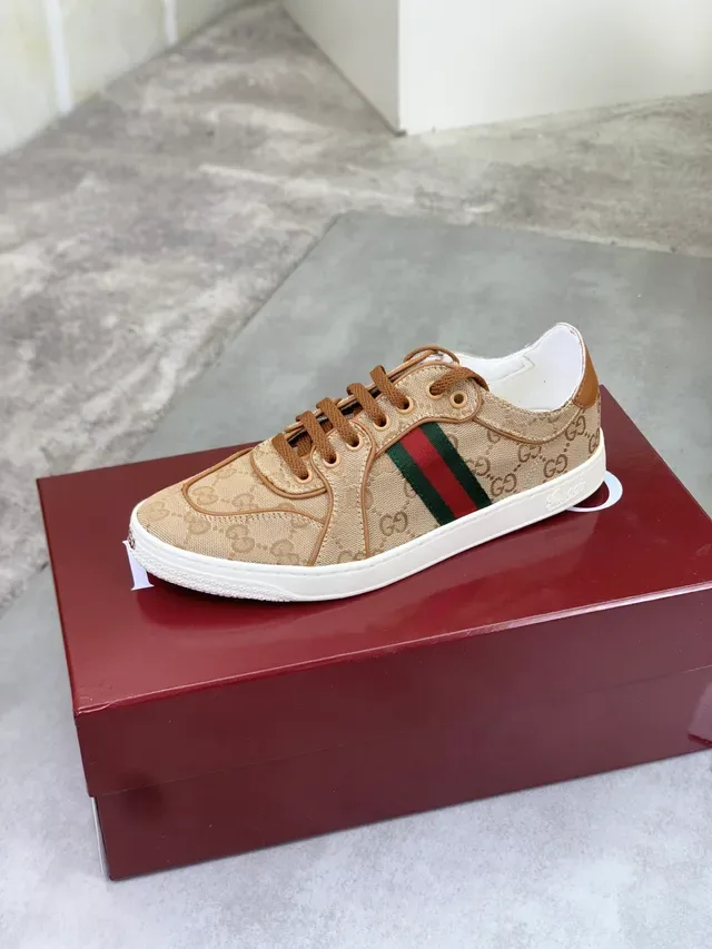 Gucci Ace Beige GG Monogram Web Stripe Tênis Lifestyle 5