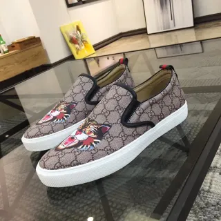 Gucci Ace Beige Multicolor GG Monogram Tiger Head Graphic Canvas Shoes