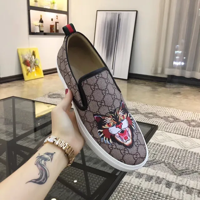 Gucci Ace Beige Multicolor GG Monogram Tête de Tigre Graphique Chaussures en Toile 5