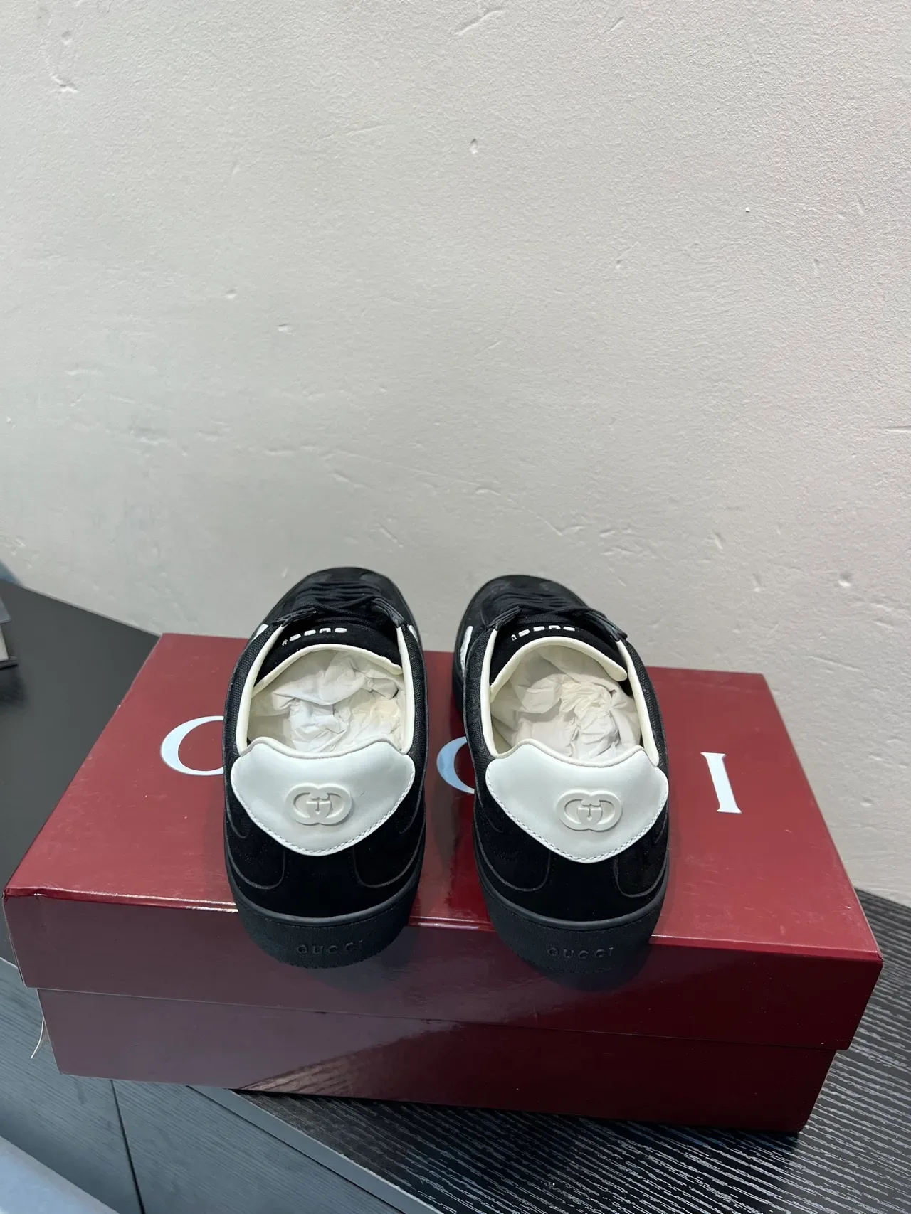 Gucci Ace Black Monogram Canvas and Suede Lifestyle Sneakers 6