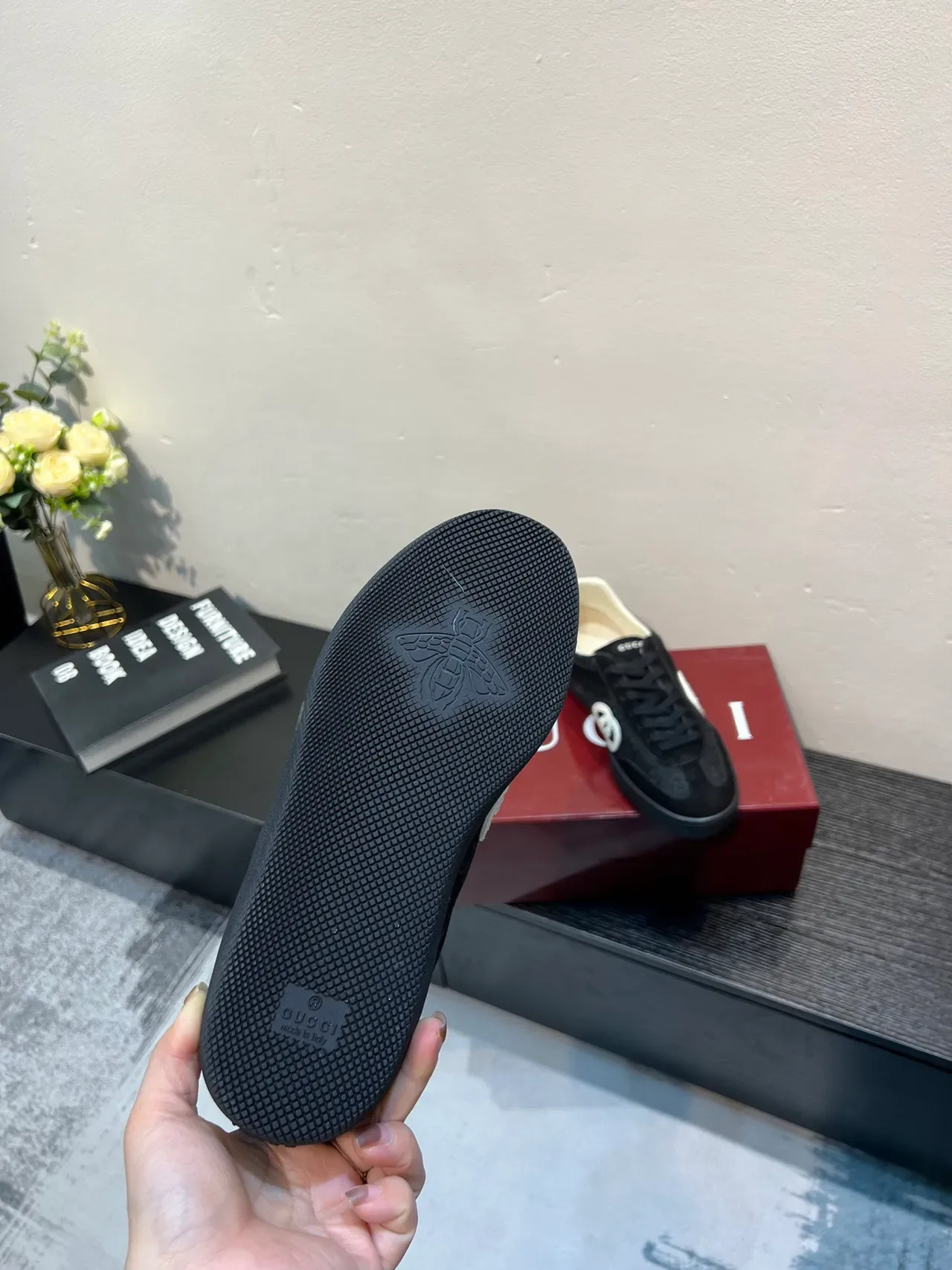 Gucci Ace Black Monogram Canvas and Suede Lifestyle Sneakers 8