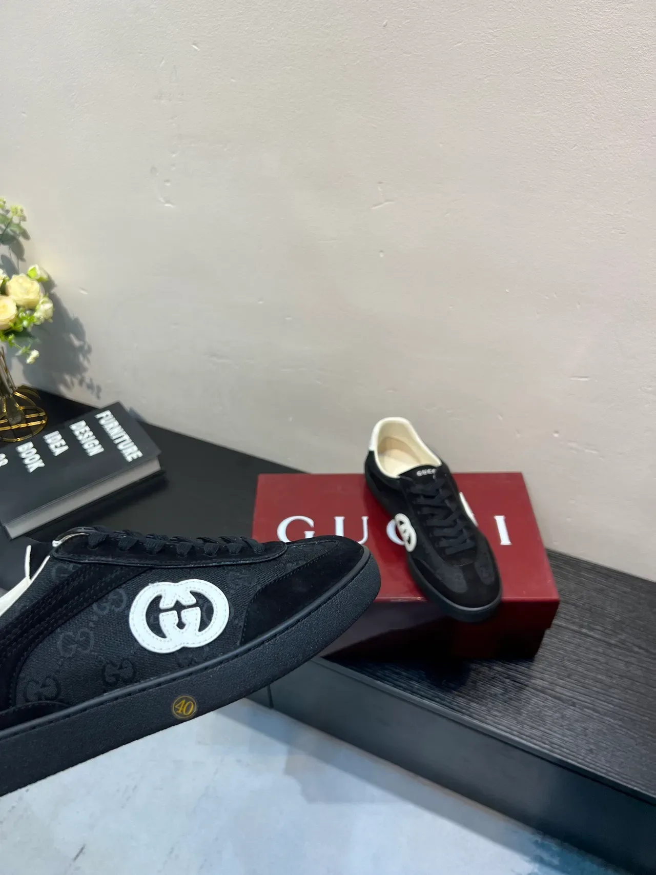 Gucci Ace Black Monogram Canvas and Suede Lifestyle Sneakers 9