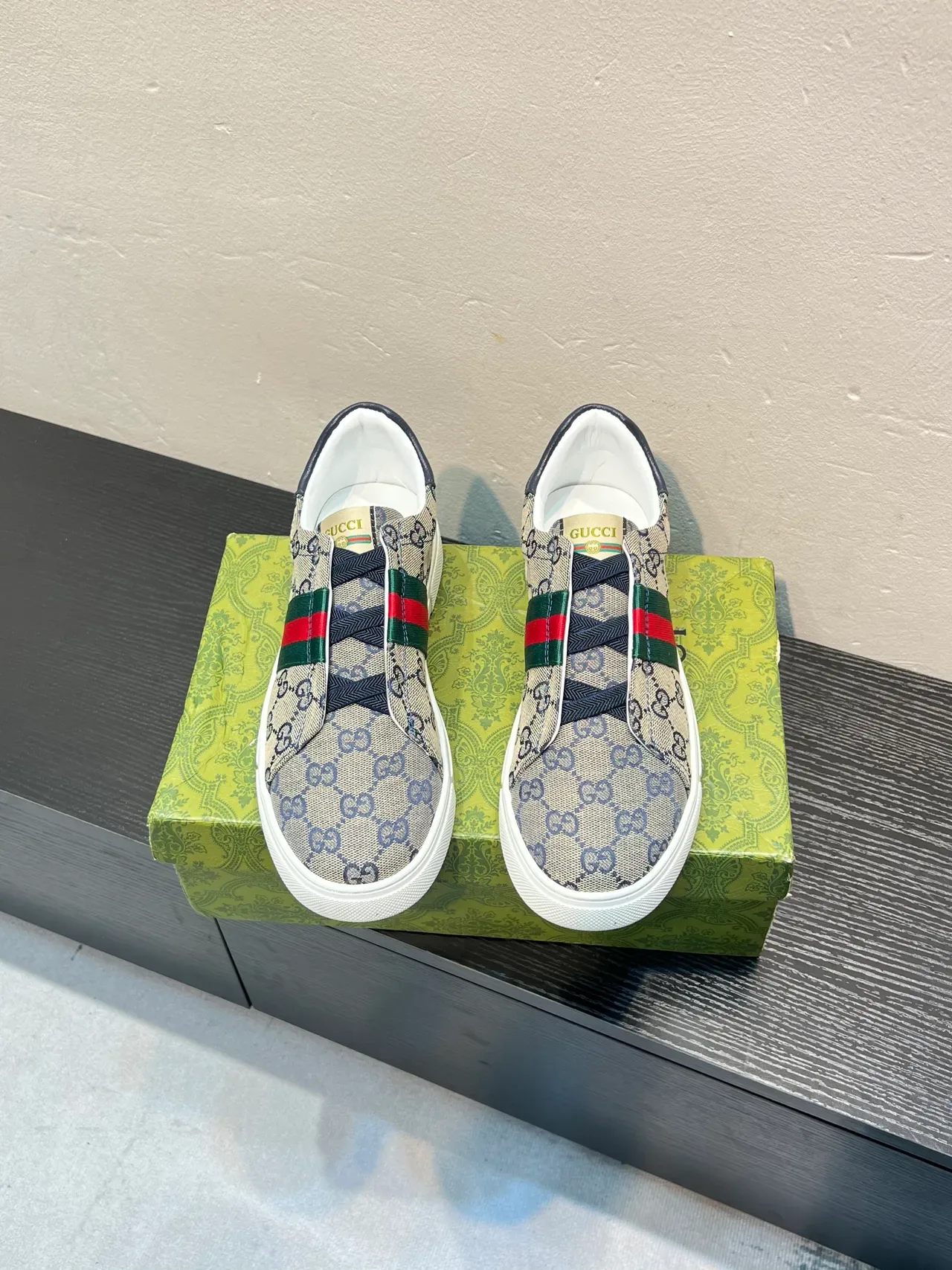Gucci Ace GG Monogram Web Stripe Slip-On Lifestyle Sneakers 2